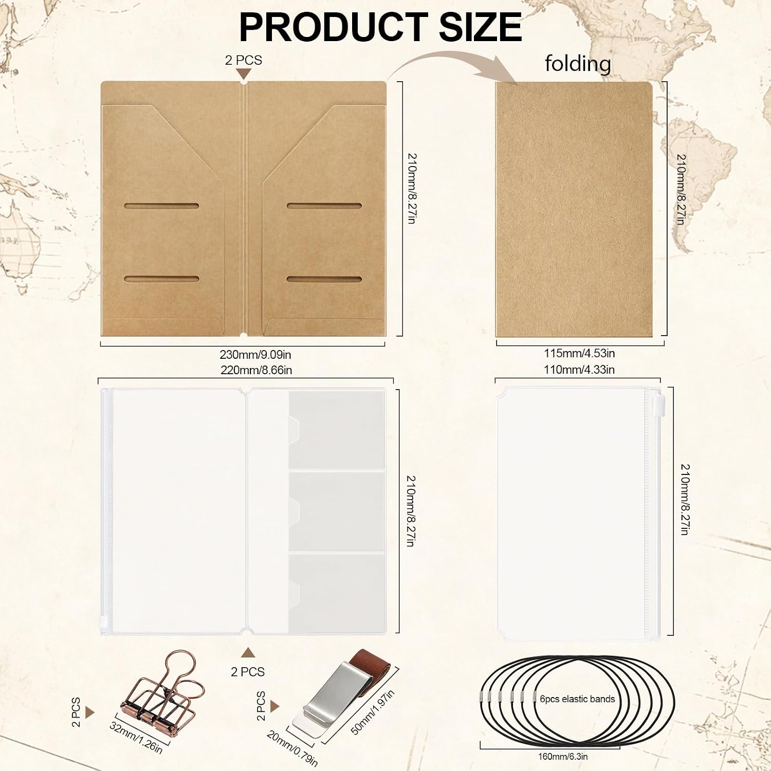 Detalle 2 de DILVREWA Standard Traveler’s Journal Accessory Kit, Kraft and PVC Inserts