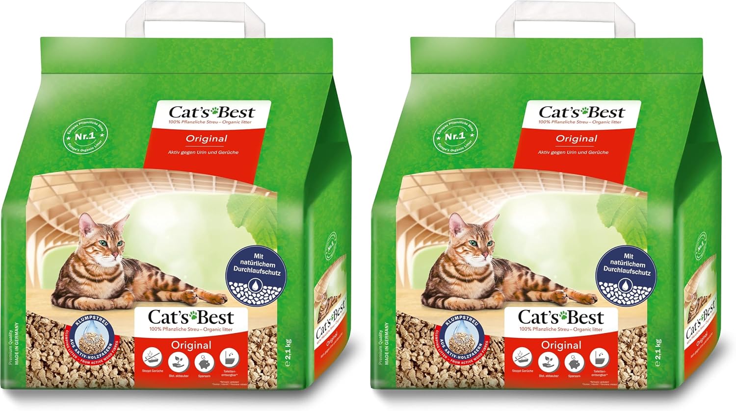 Detalle 2 de Cat’s Best Original Katzenstreu – 100% pflanzlich, klumpend, geruchsneutralisierend