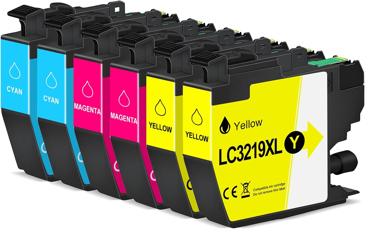 Detalle de LeciRoba LC-3219XL, Imbustato in Multipack per cartucce Brother LC3219XL – 6 pezzi (Ciano, Magenta, Giallo) per MFC-J5330DW / J6530DW / J6930DW