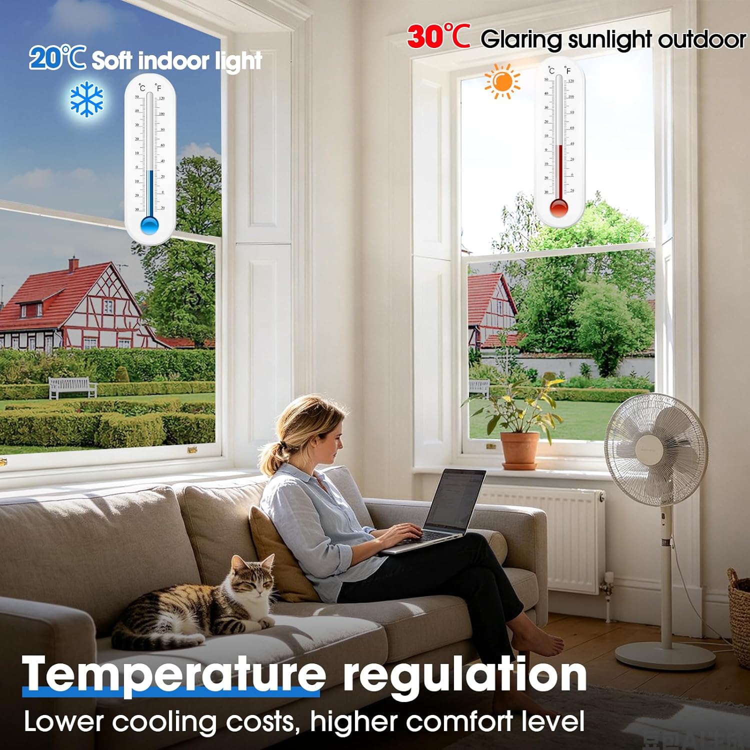 Thumbnail 1 de Beautysaid One Way Window Film Daytime Privacy with Reflective Mirror (Silver, 45x200cm)