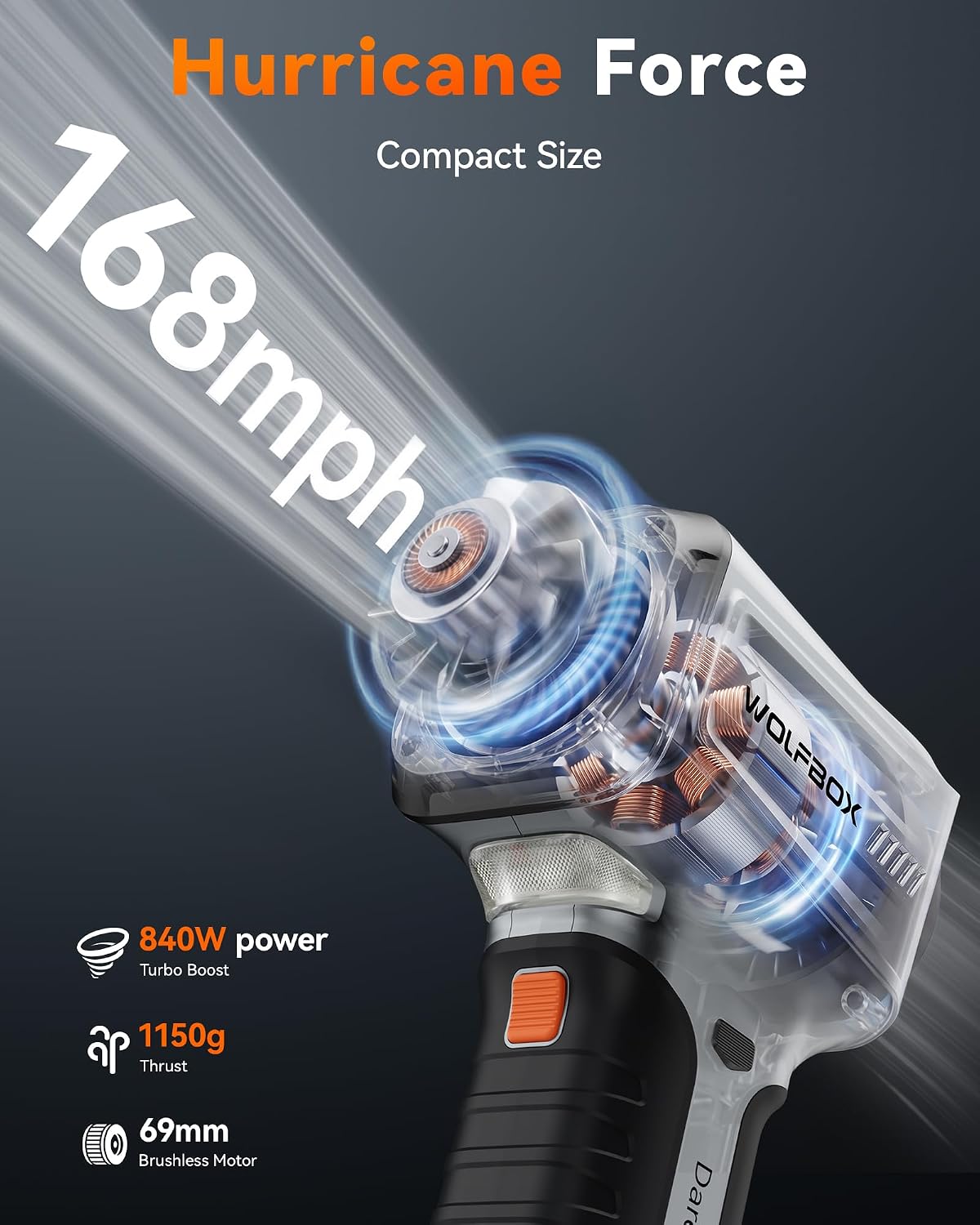 Detalle 2 de WOLFBOX Cordless Leaf Blower MF500Pro