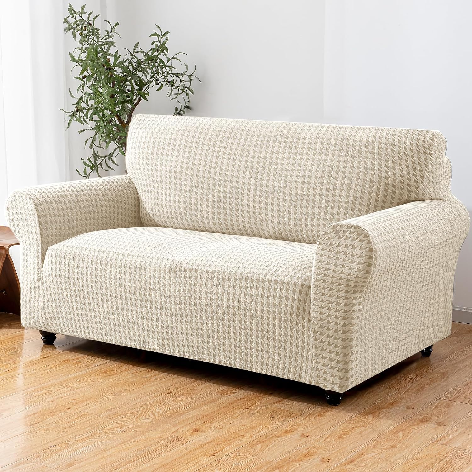 Detalle 2 de YSTELLAA Housse Canapé 2 places extensible universelle avec accoudoirs – Beige