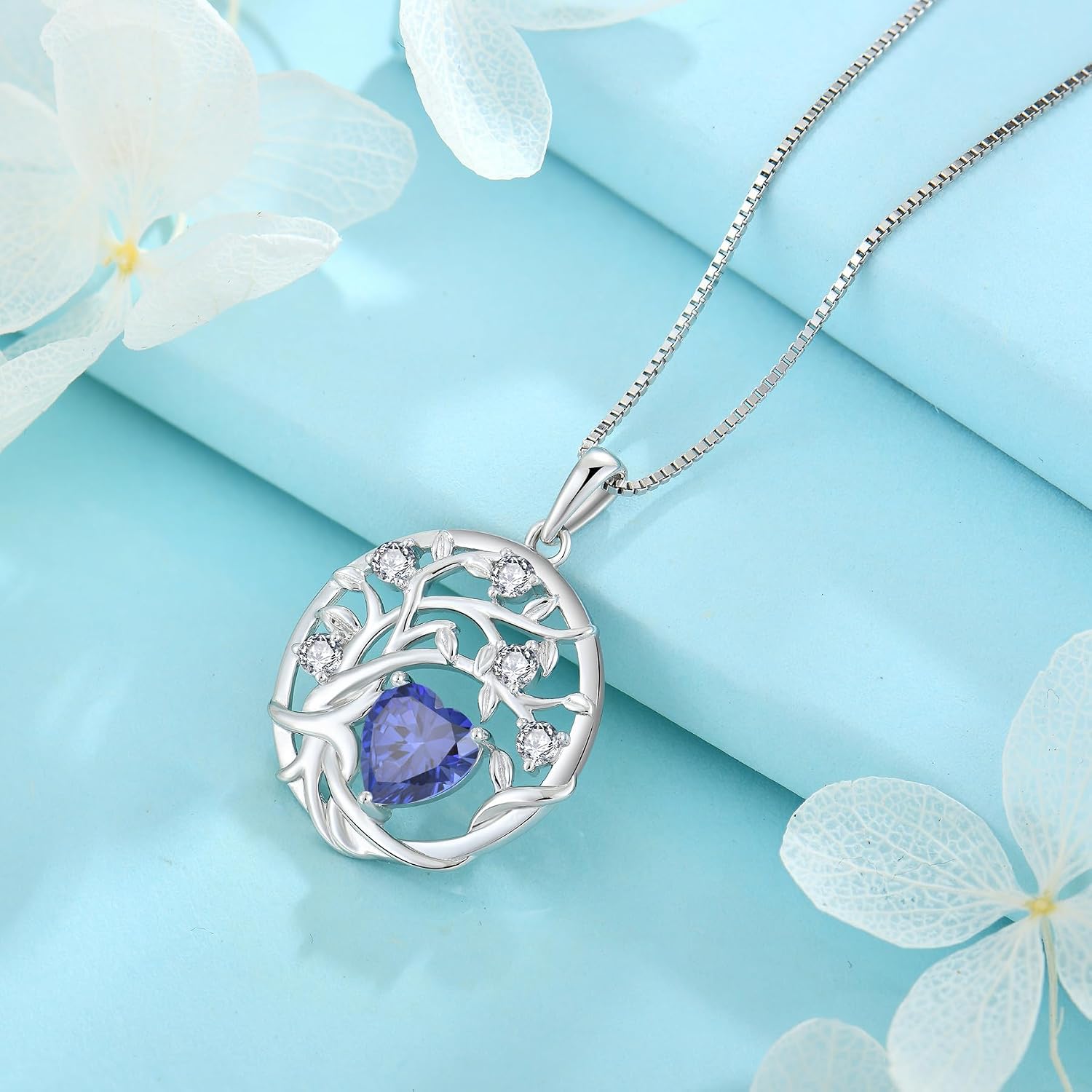 Thumbnail 3 de FJ Tree of Life Necklace in 925 Sterling Silver with Birthstone Pendant – Family Tree Jewellery for Women