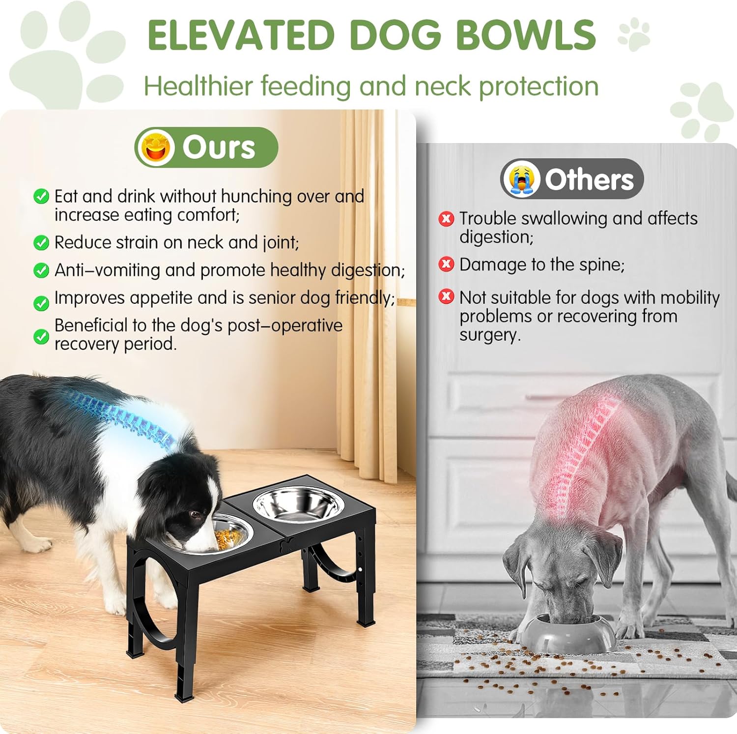 Detalle de Aystkniet Raised Dog Bowls 5‑height adjustable