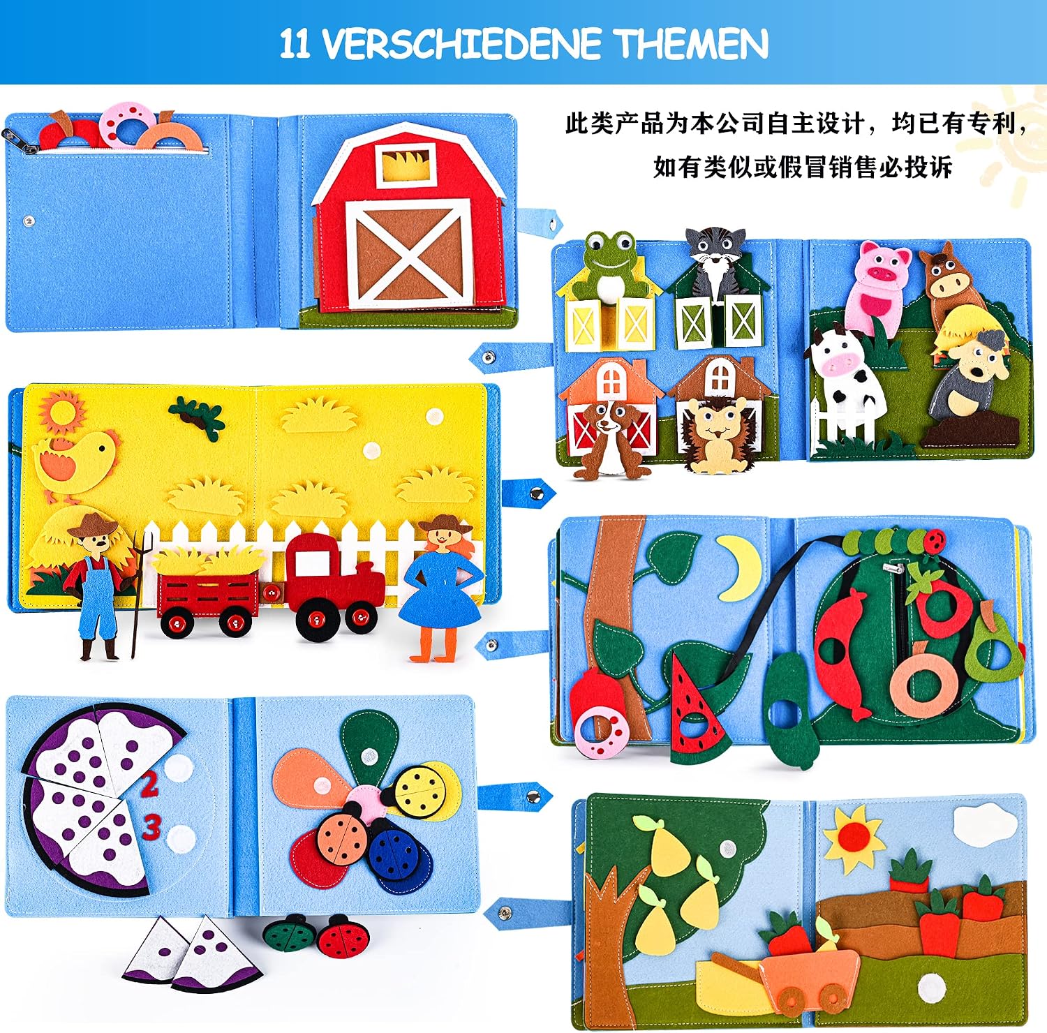 Thumbnail 4 de Quiet Book 3D Filz Beschäftigungsbuch für Kinder 🎲