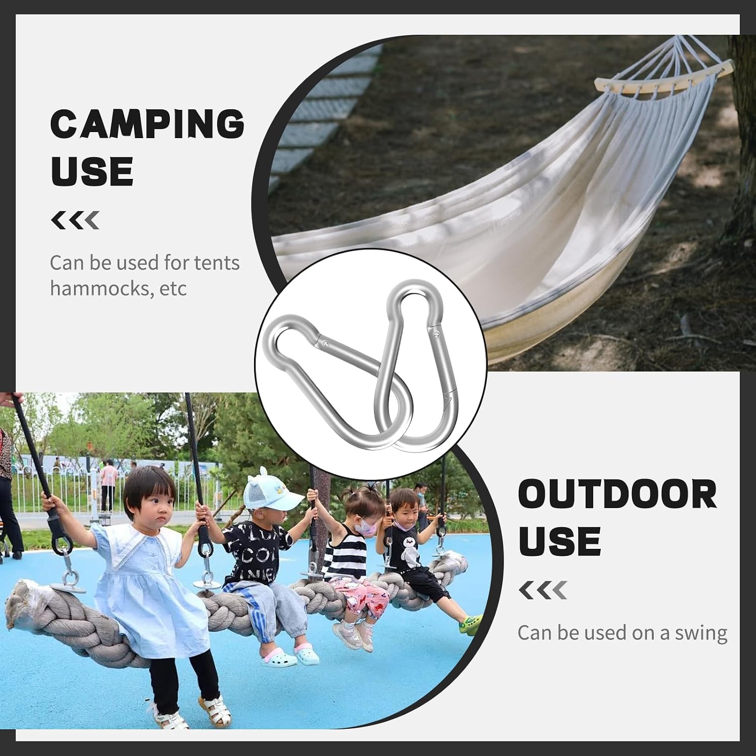 Thumbnail 5 de High-PQ Silver Spring Snap Hook Carabiner (M4, Galvanised Steel) with 50kg Capacity – 4cm, 200 Pack