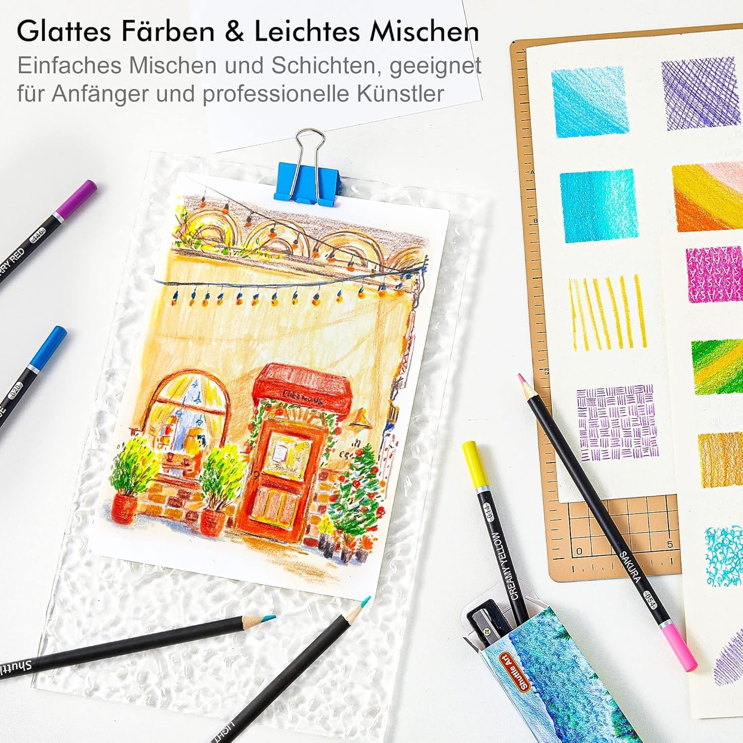 Thumbnail 4 de Shuttle Art Buntstifte-Set mit 80 Farben für Erwachsene und Kinder – inkl. Malbuch, Skizzenbuch und Zubehör