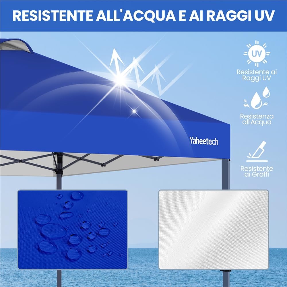 Thumbnail 6 de Yaheetech Gazebo pieghevole 3x3 m con ruote, tessuto poliestere e sistema click pop-up