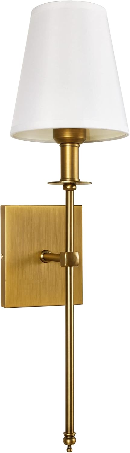 Detalle 2 de TERLEENART Modern Antique Brass Wall Sconces, Set of 2 with White Fabric Shades