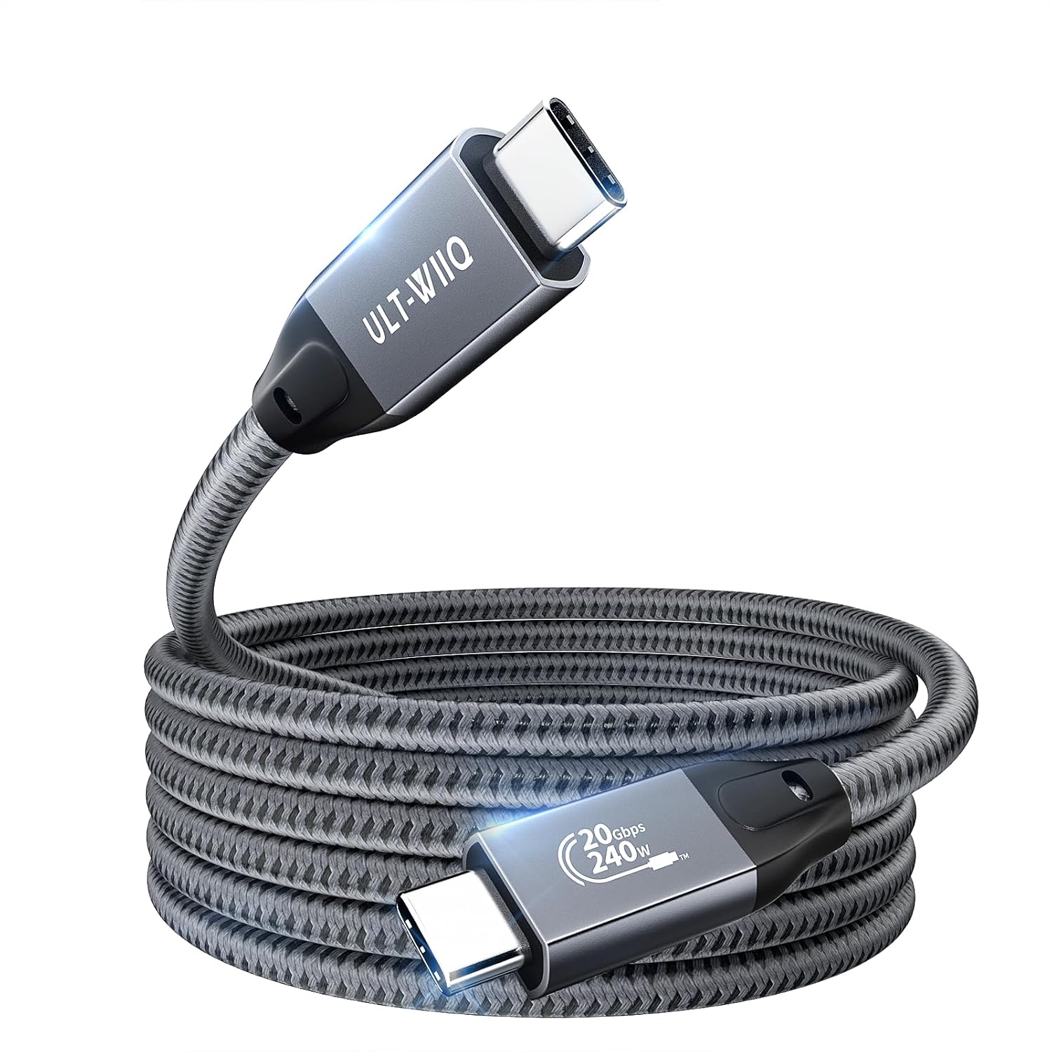 Detalle de ULT-WIIQ 10FT USB C to USB C 3.2 Gen 2x2 Video Cable — 8K/4K Display, 20Gbps, PD 3.1 Up to 240W