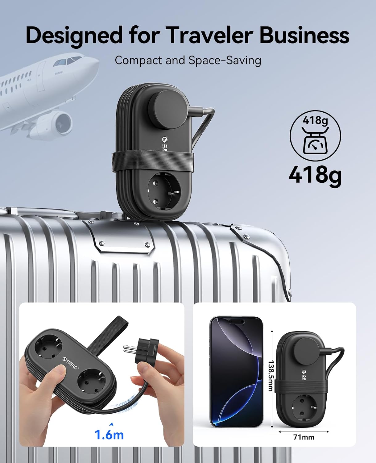 Detalle 2 de ORICO AP3 65W GaN Reise-Mehrfachsteckdose