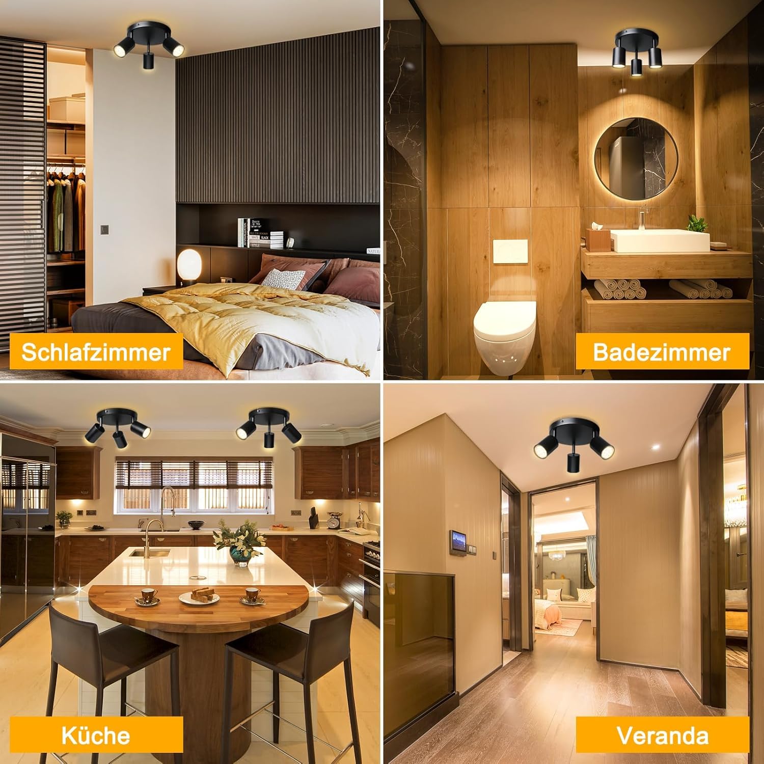 Thumbnail 5 de Smanu Deckenstrahler 3-flammig schwenkbar (GU10) in Schwarz, dreh- und neigbar – ohne Leuchtmittel