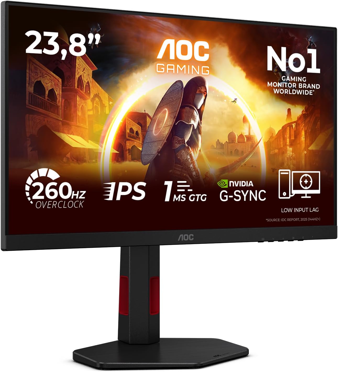 Detalle de AOC Gaming Monitor 24G4ZR 23,8" FHD 260Hz: velocità, compatibilità e ergonomia in un solo schermo