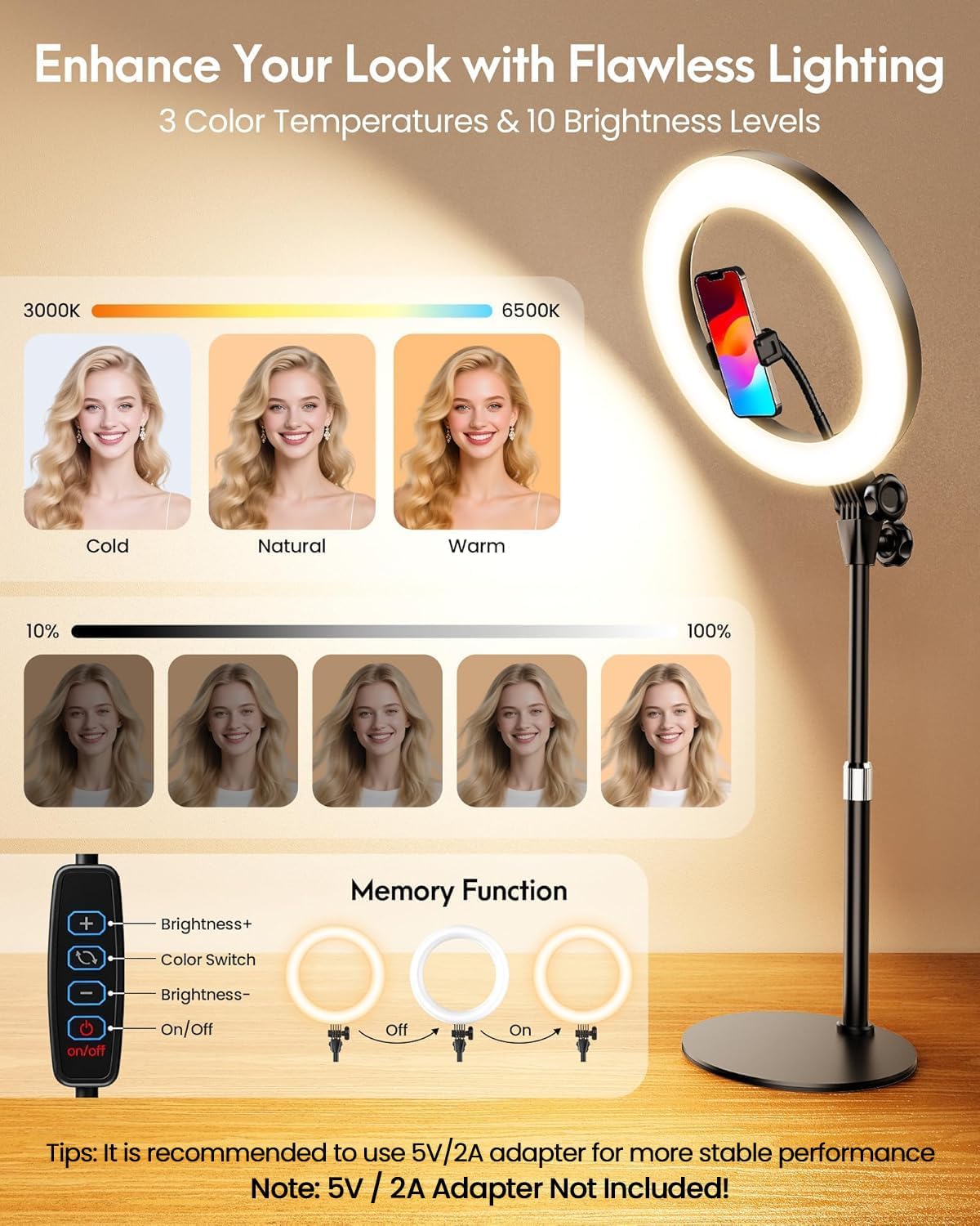 Thumbnail 3 de 10.5" Ring Light for Desktop