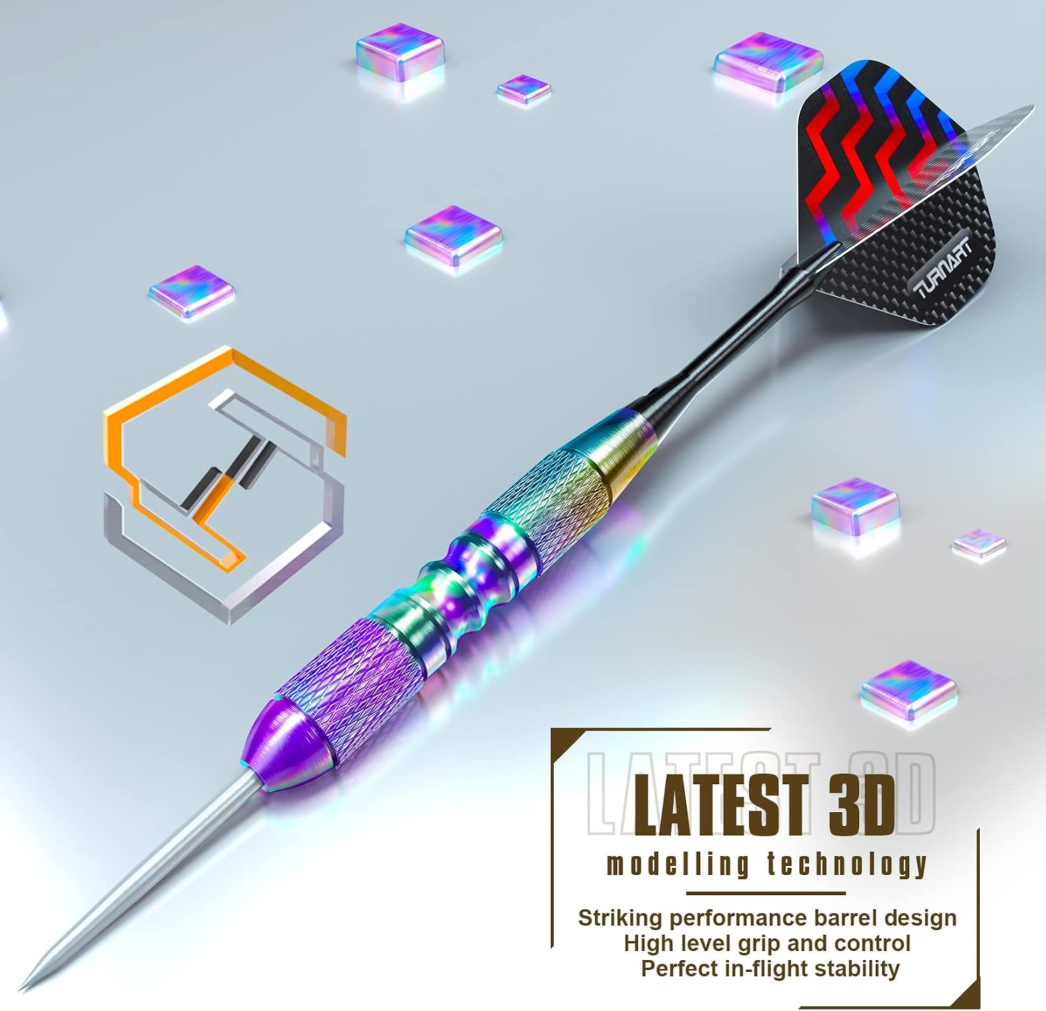 Thumbnail 6 de Turnart 12 Pack Steel Tip Darts Set with Case (Metal darts, aluminium shafts, extra flights)