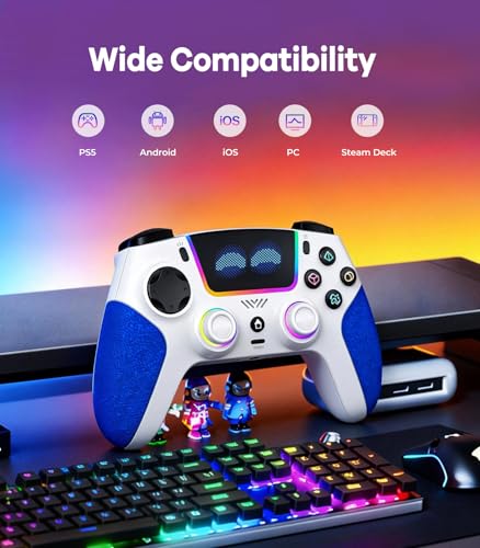 Thumbnail 7 de SFGSUP Controller Wireless per PS5/PC/Steam Deck con Joystick Hall Effect, 8 colori RGB e Gyro 6 Assi