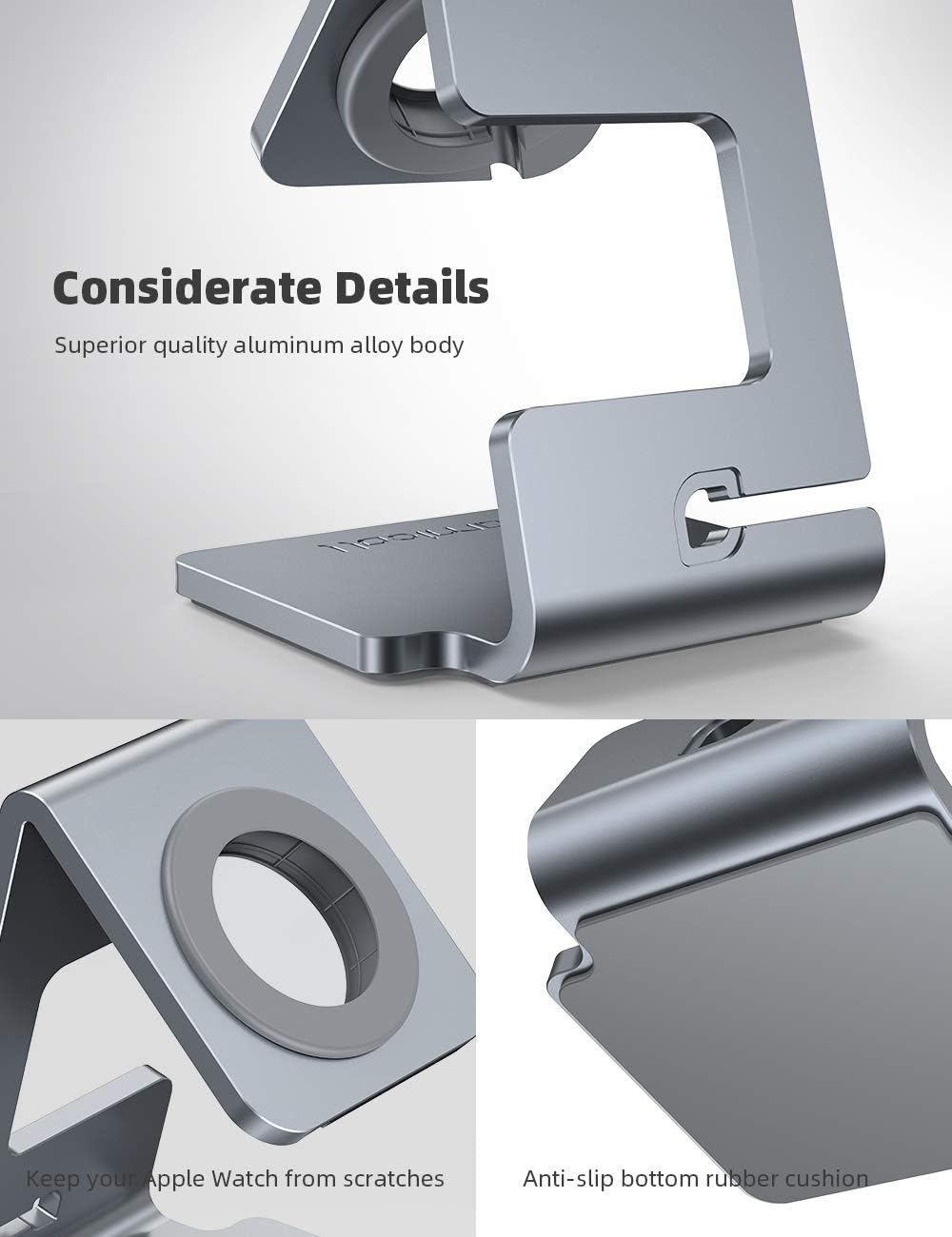 Thumbnail 5 de Lamicall Stand for Apple Watch – Desk Stand and Charging Dock (Gray)