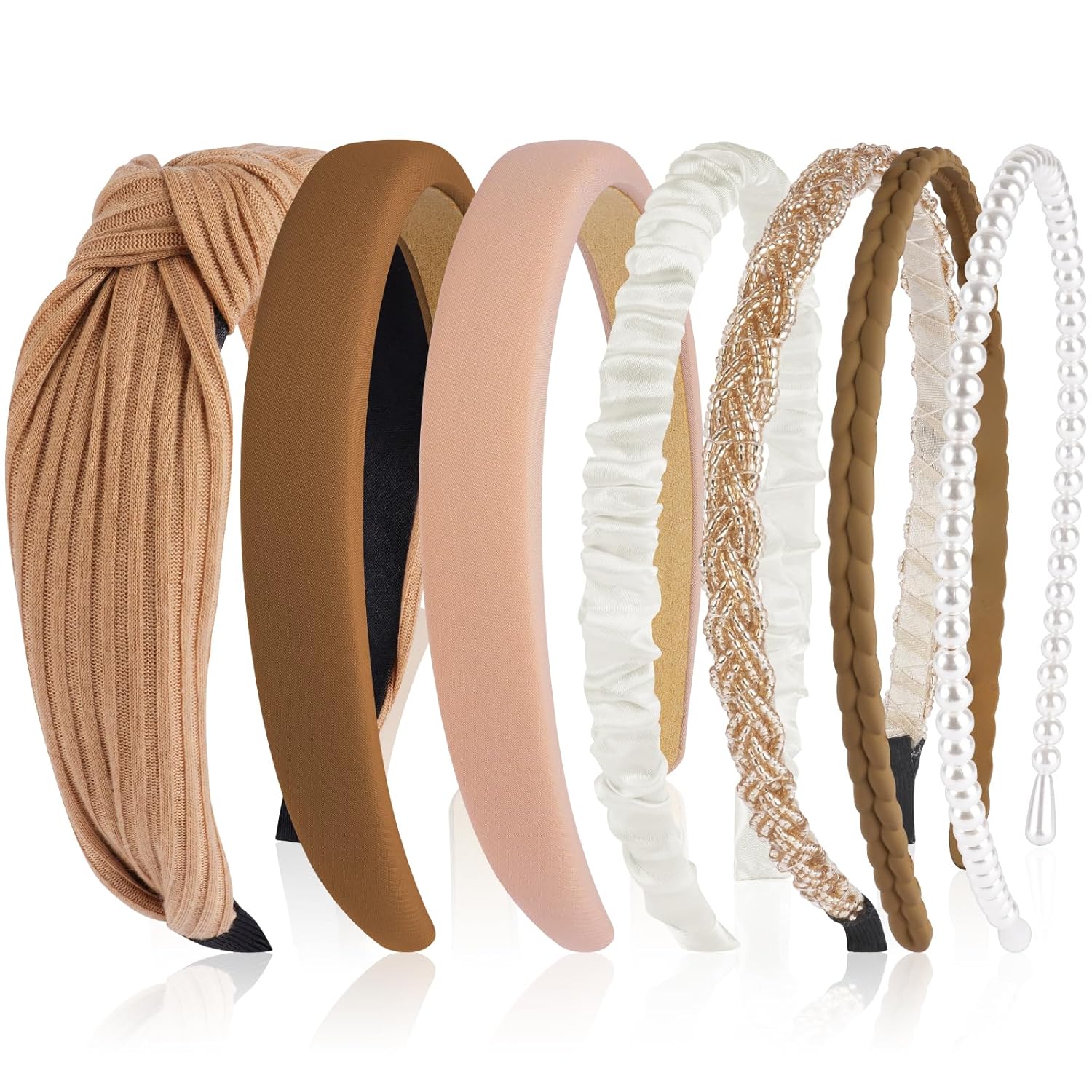 LOPHE Damen Stirnbänder (7er-Set) – vintage, gepolstert, geknotet/ Turban-Style für Frauen und Mädchen