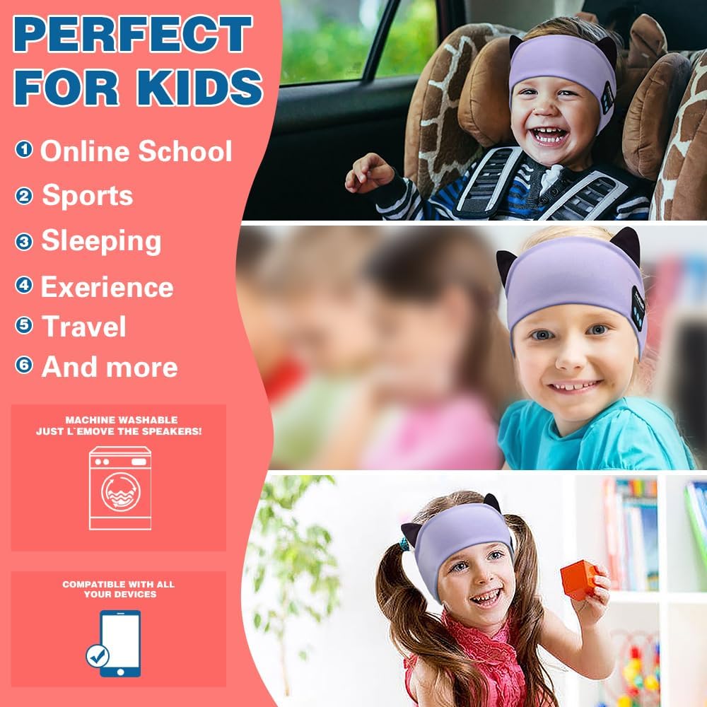 Thumbnail 5 de Joythink Kids Bluetooth Headband Headphones & Sleep Mask (Wireless, Adjustable, Purple)