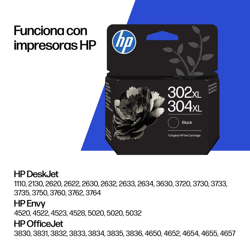 Detalle 2 de HP 302XL/304XL Cartucho de Tinta Negro Original para DeskJet, ENVY y OfficeJet