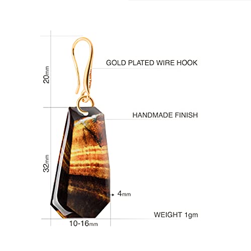 Detalle de Élégante Géométrique Boucles d'Oreilles Pendantes – Dragon Porter (Marron Foncé et Orange, Style 15)