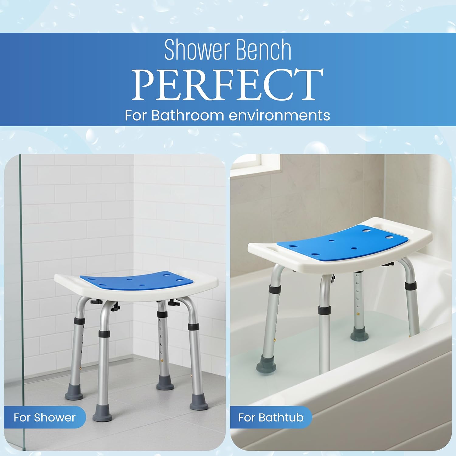 Detalle de Dr. Kay's EB83071 Shower Chair, Aluminum, Padded Seat, 350 lb Capacity