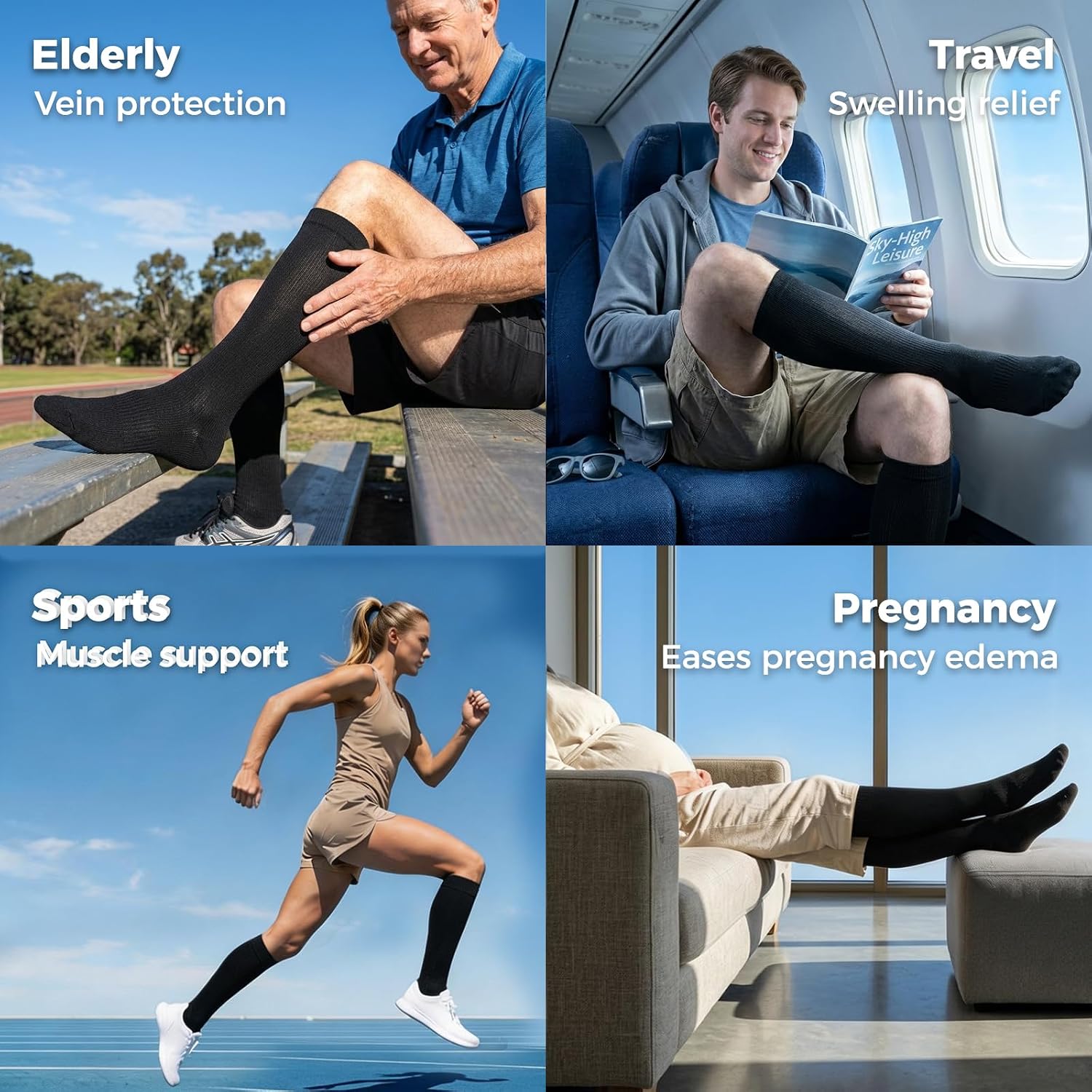 Thumbnail 4 de FITFEL Compression Socks, Knee-High 15–20 mmHg Graduated Support, 3 Pairs