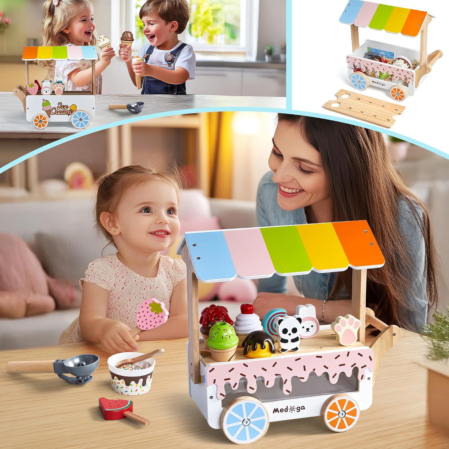 Thumbnail 6 de Carrello gelato in legno giocattolo per bambine đźšš