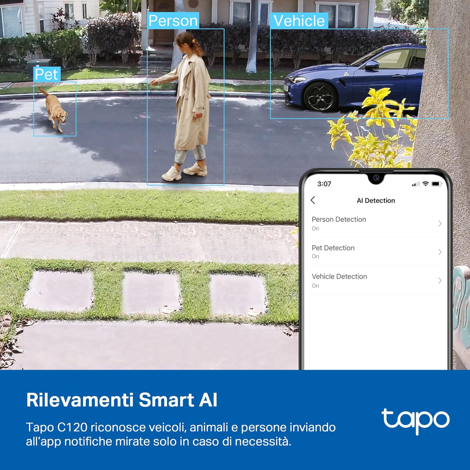 Thumbnail 6 de Tapo C120: videocamera Wi‑Fi per interno ed esterno, 2K/4MP, visione notturna a colori e rilevamento AI