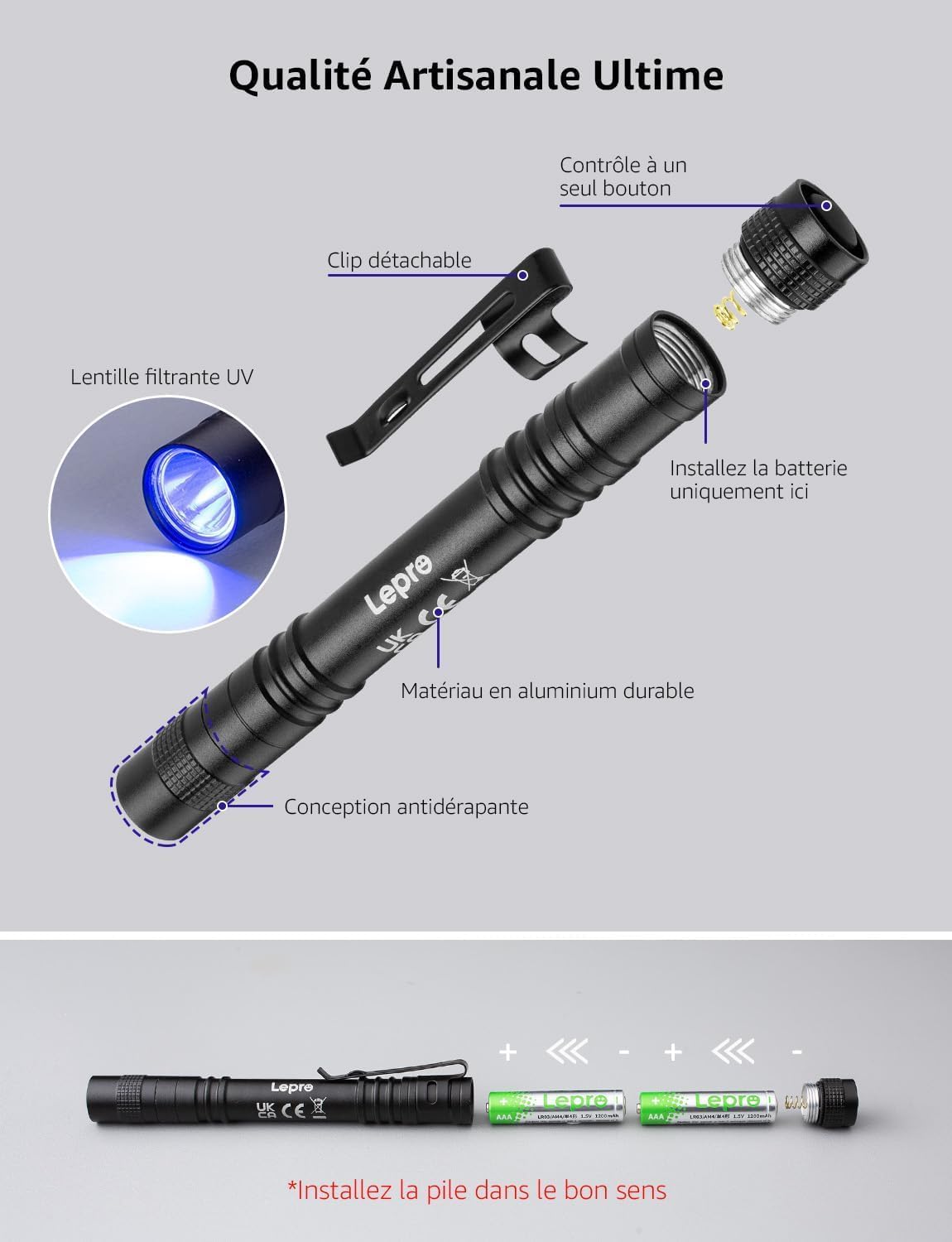Thumbnail 5 de Lepro Lampe UV 365 nm Torche compacte