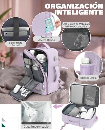 Thumbnail 3 de VANKEV Mochila de Viaje Cabina 40x20x25 cm (20 L) para Ryanair – Púrpura claro