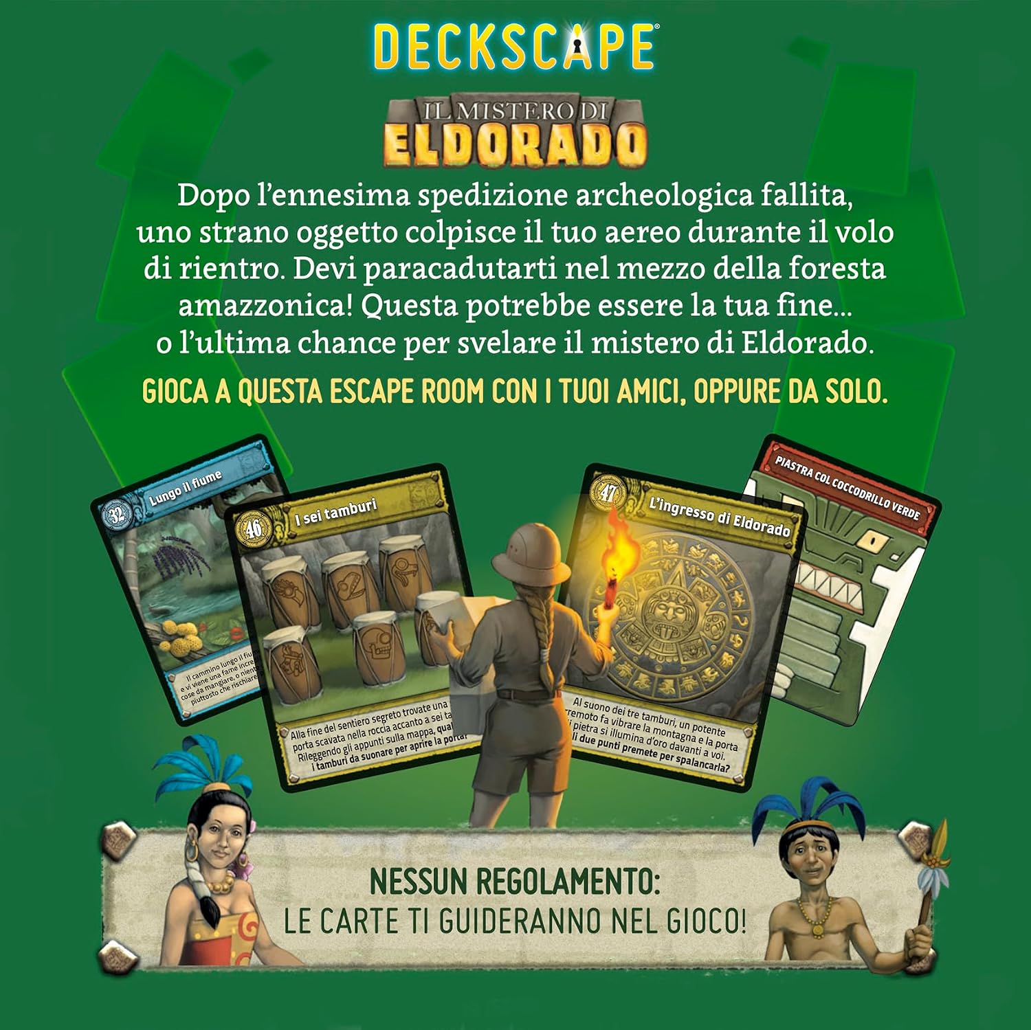 Detalle 2 de Deckscape - Il mistero di Eldorado: escape room da tavolo per 2 o più giocatori, età 12+