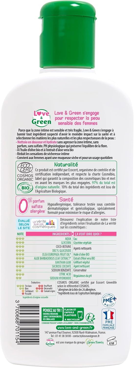 Detalle 2 de Love & Green Gel Lavant Intime Hydratant Bio 200 ml — Douceur et respect de la flore