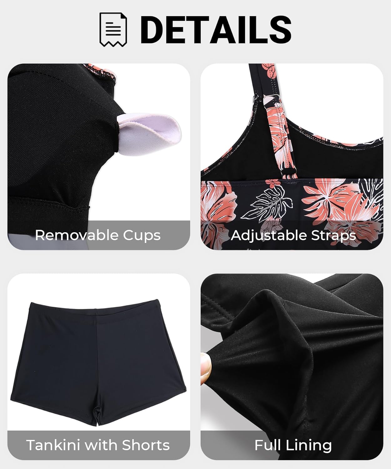 Thumbnail 5 de Yonique Plus Size Tankini Swimsuits with Shorts: Two-Piece Bathing Suit with Ruffle Detail and Tummy Control