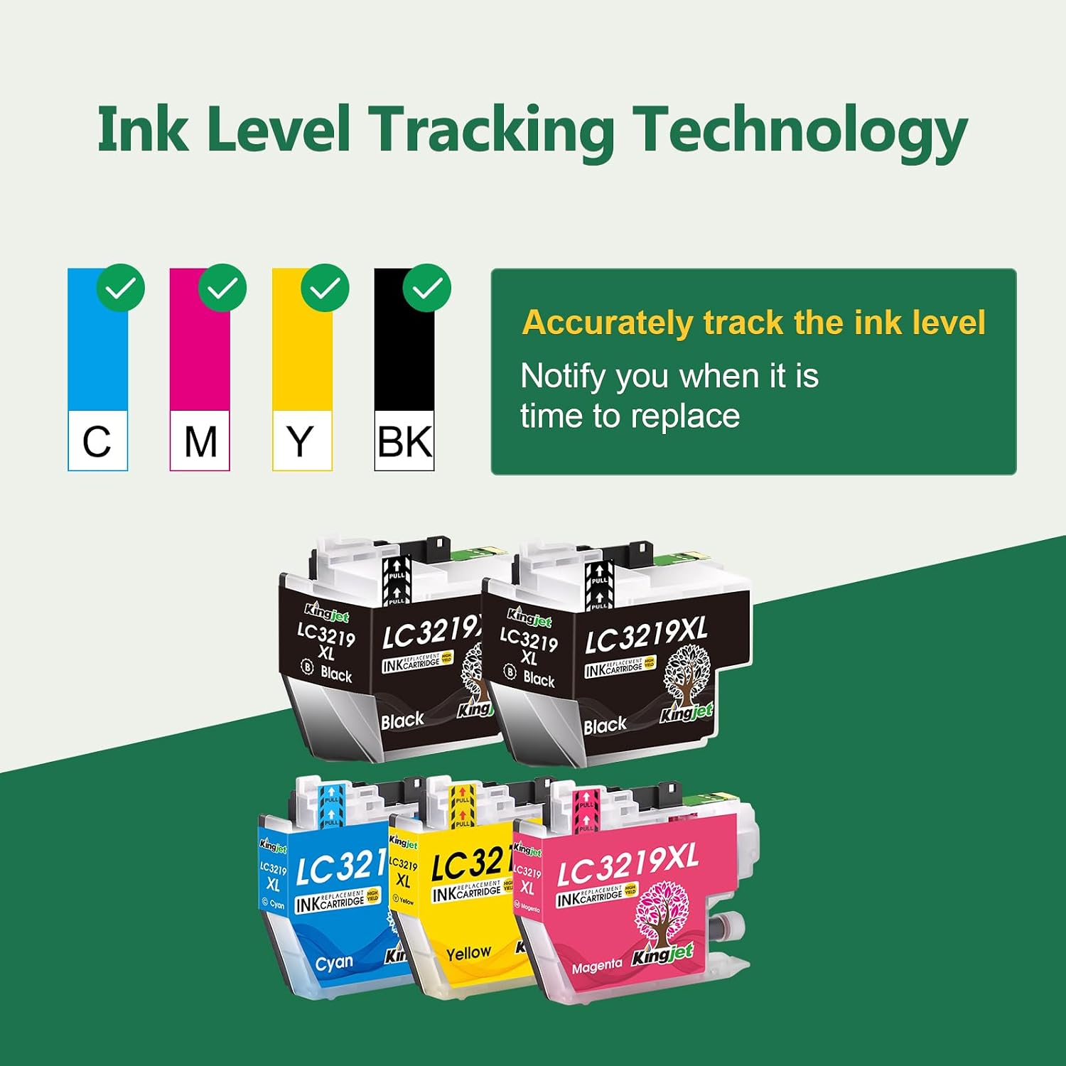 Detalle de KINGJET LC3219XL 5 Pack Ink Cartridges for Brother LC3219XL – High Yield Replacement