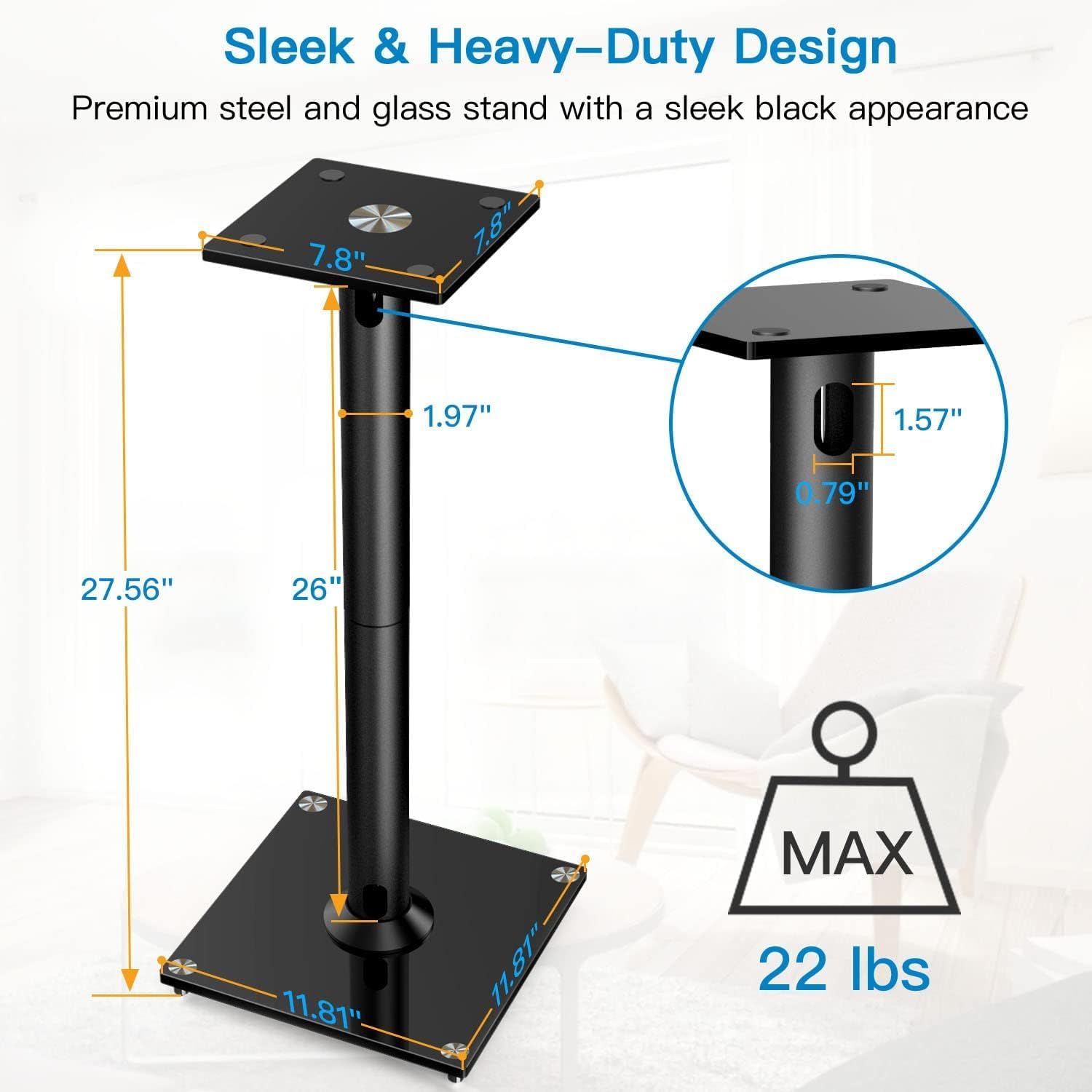 Thumbnail 5 de PERLESMITH Speaker Stands 27.56-Inch