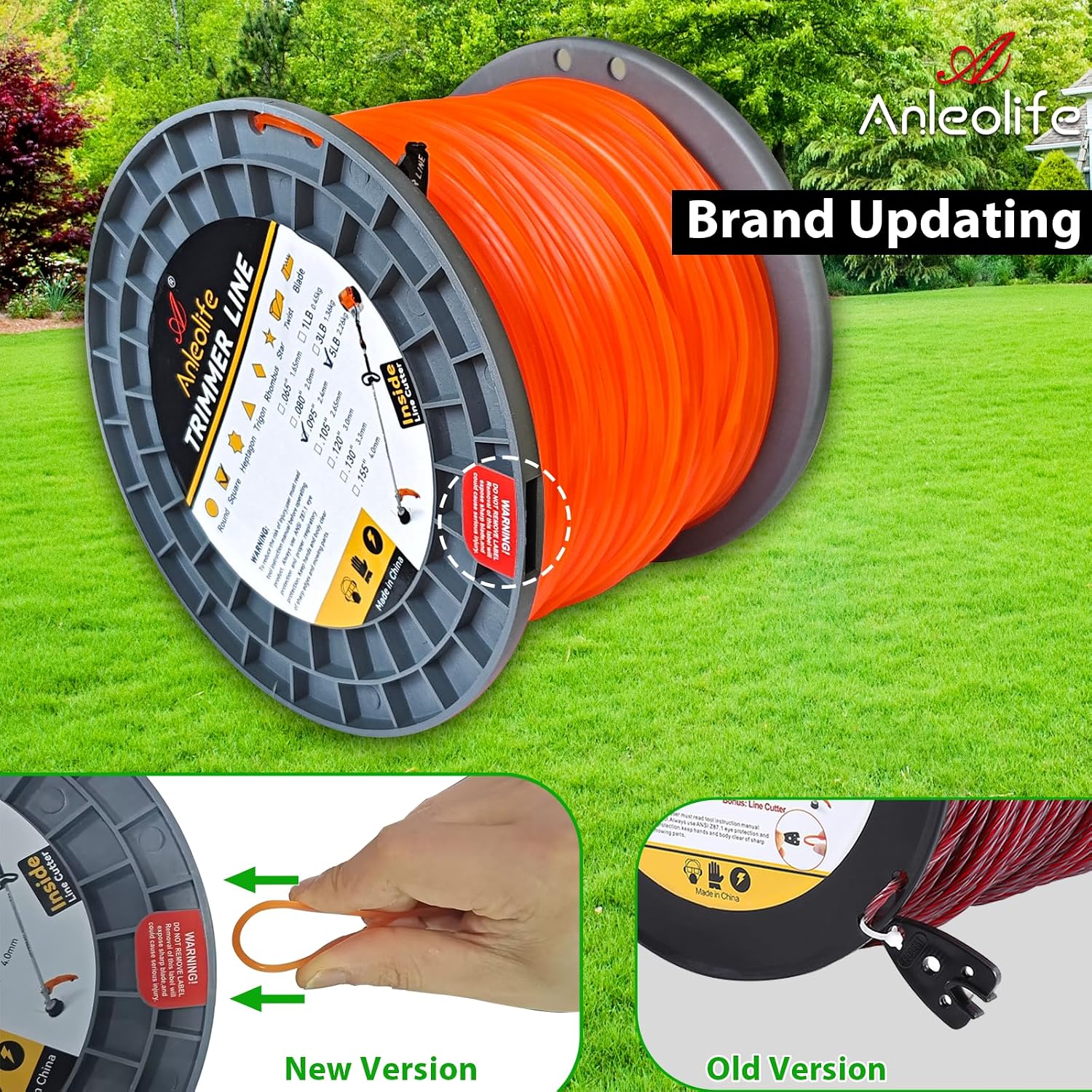 Detalle de Anleolife ANT3/5LB-095/105 .105-Inch Dual-Core Square Trimmer Line, 1,038 ft