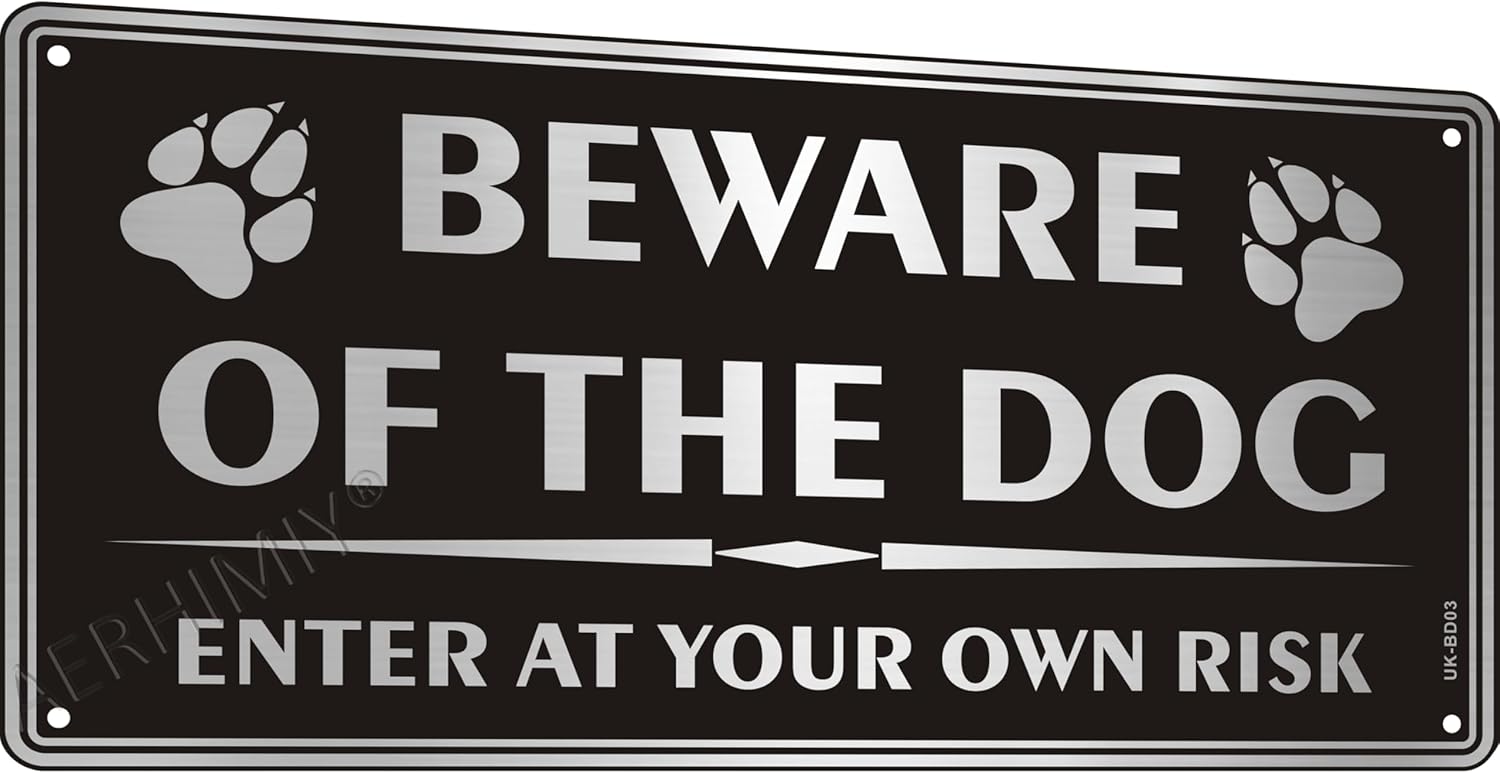 Thumbnail 6 de 2 Pack Beware of The Dog Reflective Metal Signs (Aluminium) – Enter at Your Own Risk