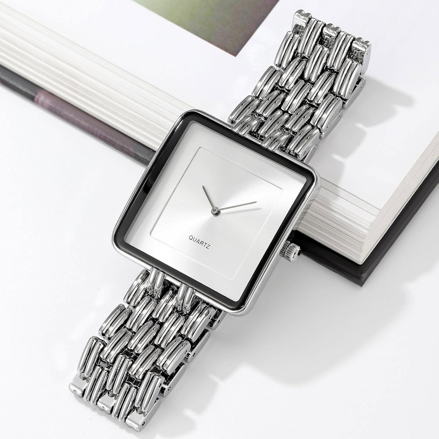 Thumbnail 1 de findtime Quadratische Armbanduhr – Unisex, analoges Quarzwerk, 3 ATM Wasserdicht