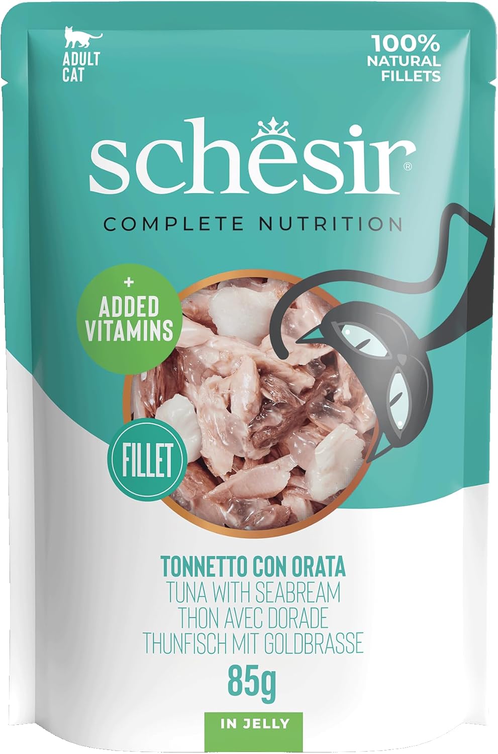 Detalle 2 de Schesir Thon avec doré en gelée – Nourriture humide pour chats, 6 x 85 g