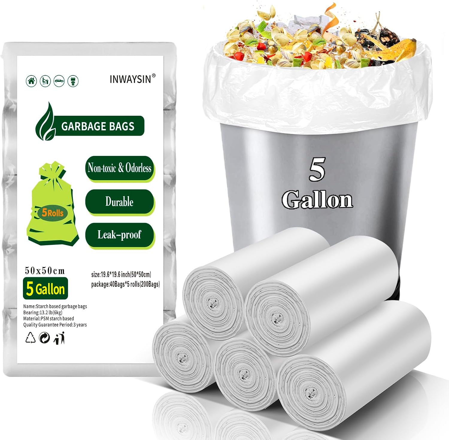 Detalle de Inwaysin 5-Gallon Trash Bags