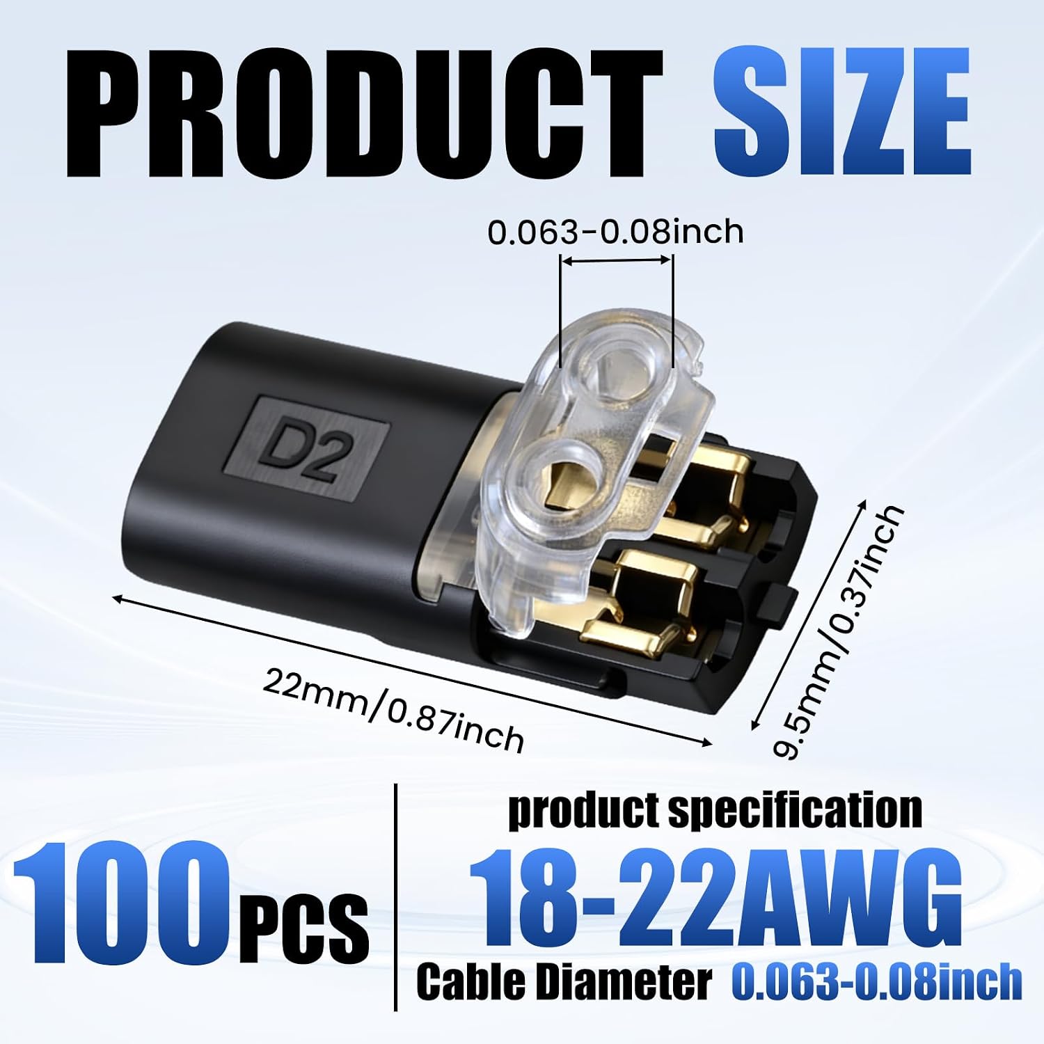 Detalle 2 de Double-Wire Plug-In Connector, 18–22 AWG