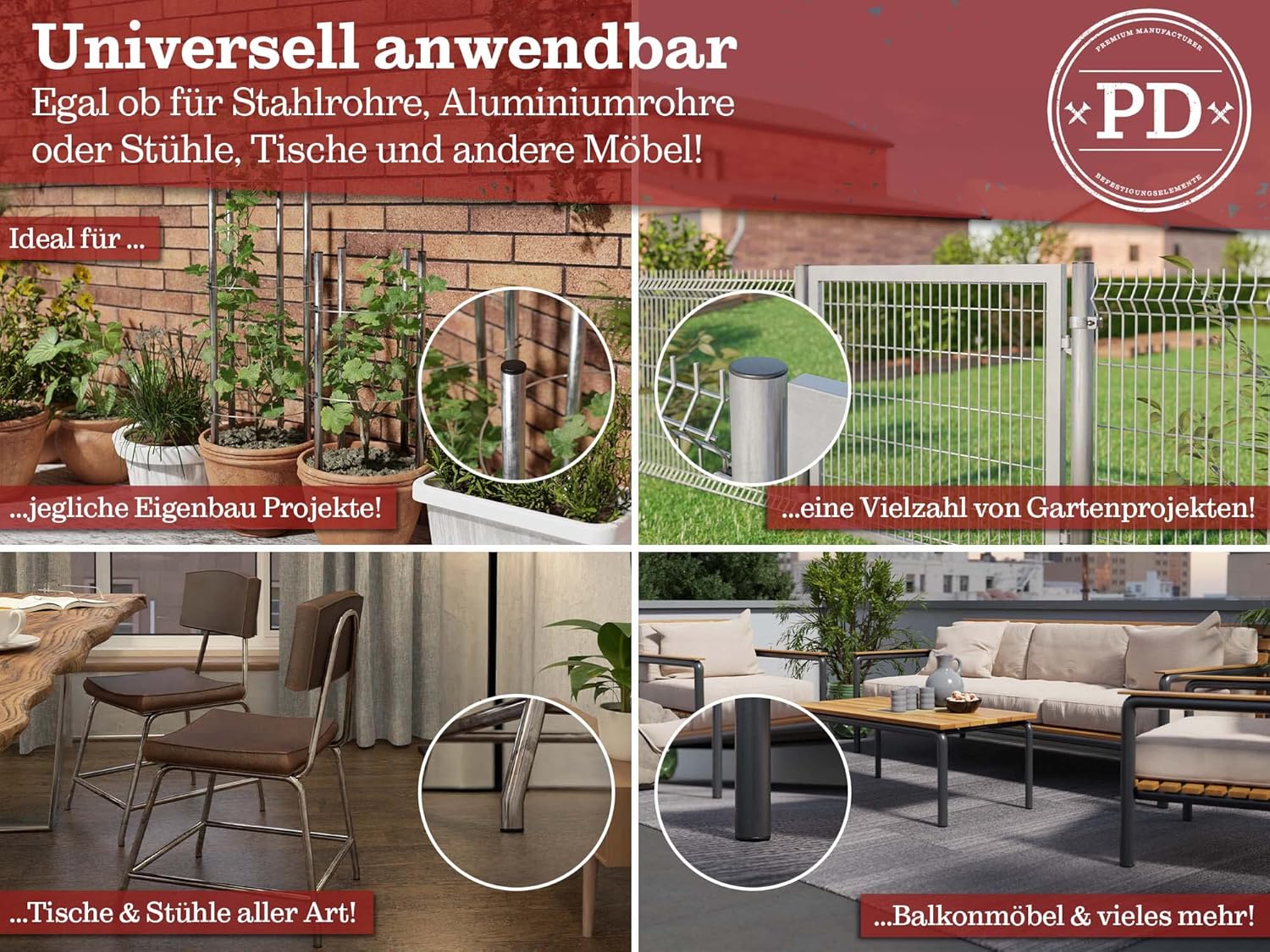 Thumbnail 4 de PD® Lamellenstopfen rund 36 mm für Rundrohr – Endkappen aus PE-Kunststoff, schwarz (20 Stück)