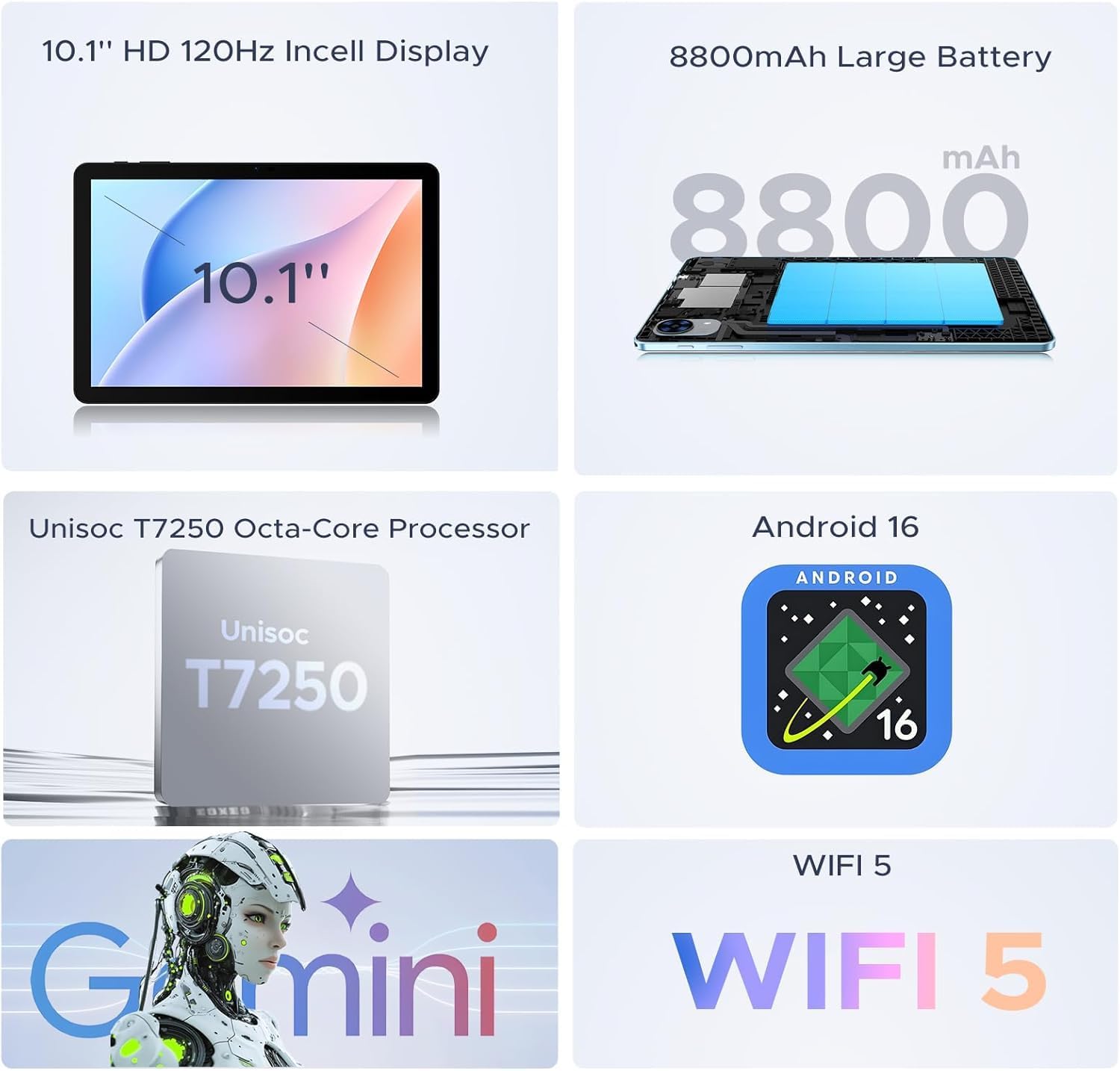 Thumbnail 1 de P10 PRO 10-inch Android 16 tablet (T7250, 120Hz, 48GB RAM + 128GB, 8800mAh) with Widevine L1, Gemini AI – Black