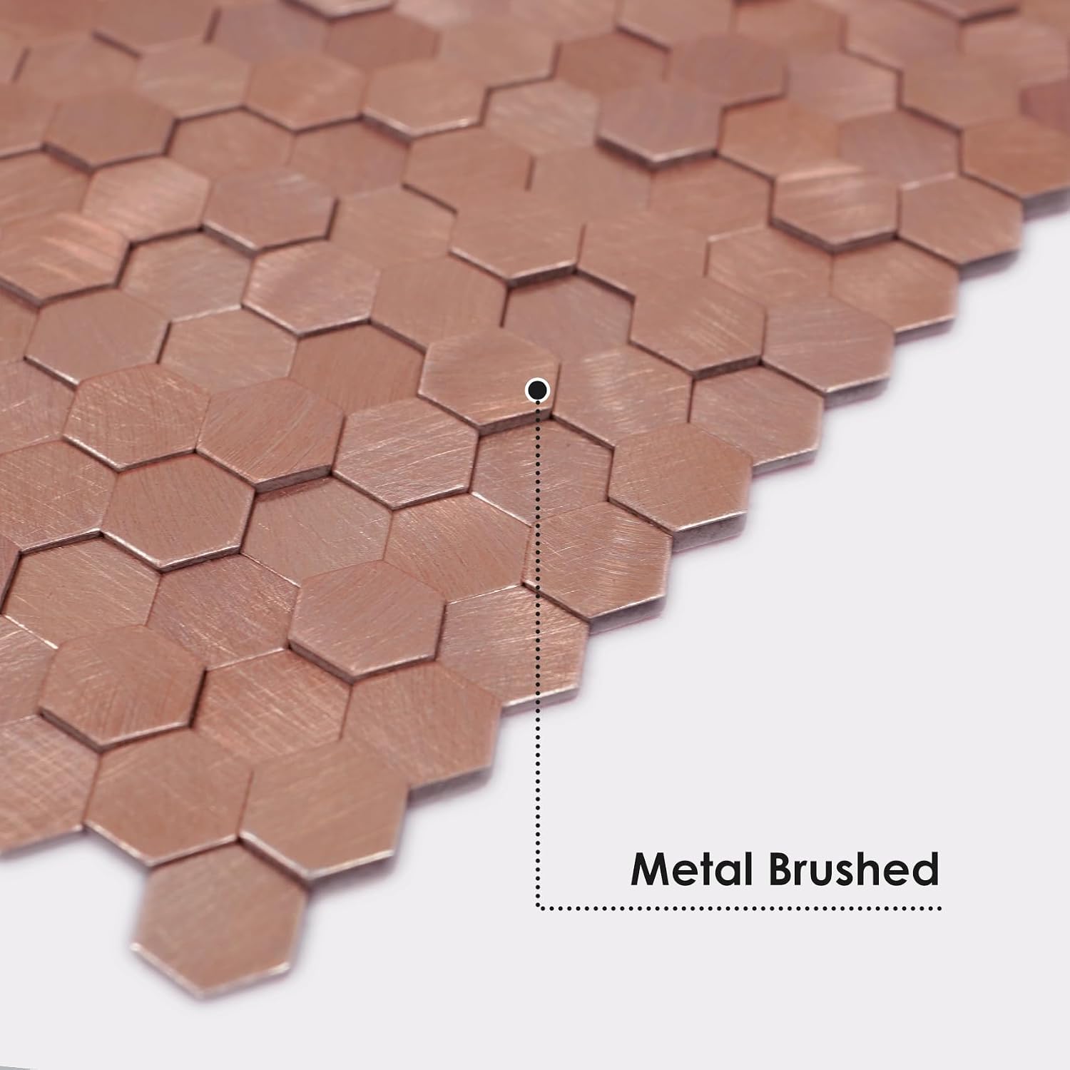 Detalle de STICKGOO Mosaic Peel and Stick Backsplash Tiles, Rose Gold 3D Aluminum Hexagons