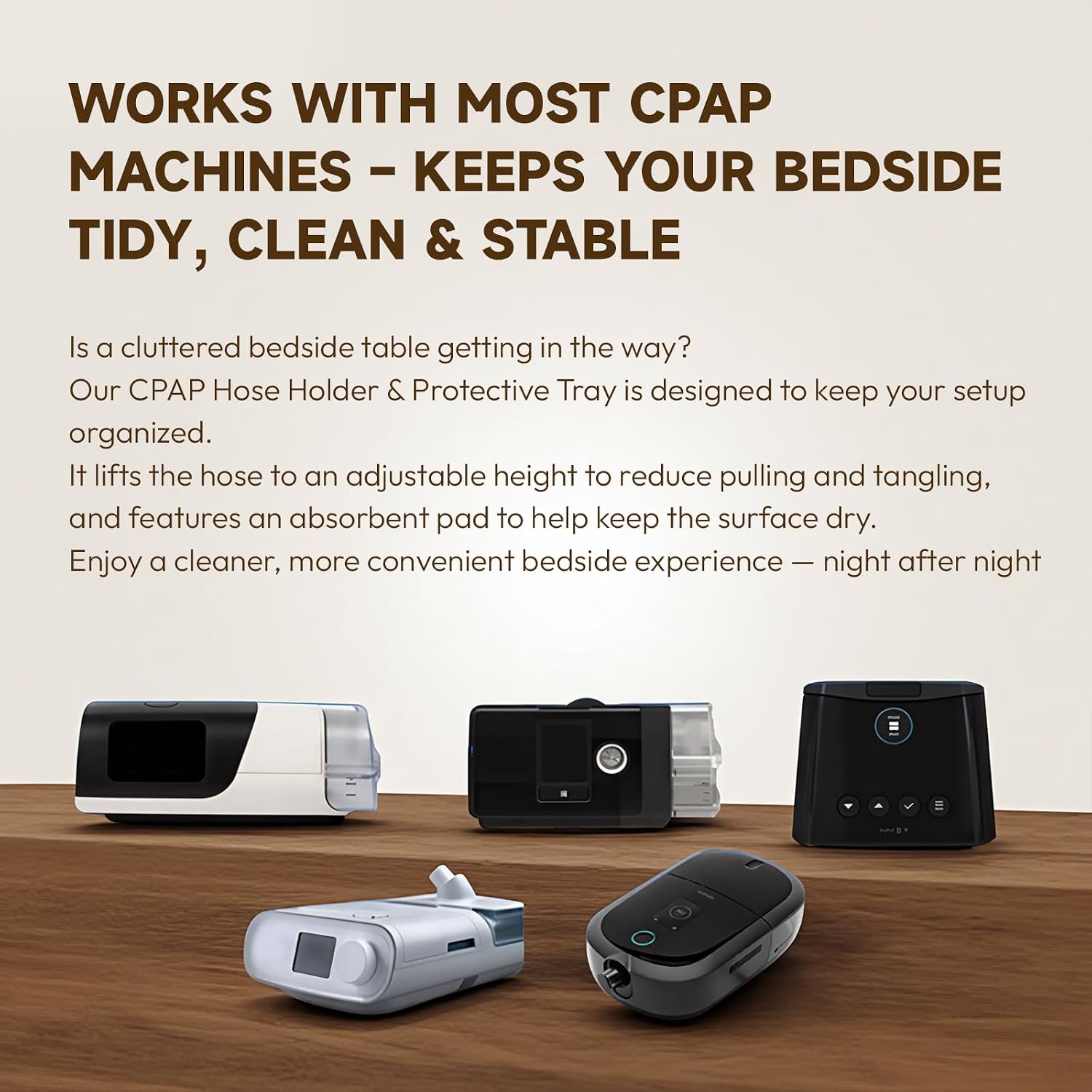Detalle de CPAP Hose Holder with Absorbent Mat