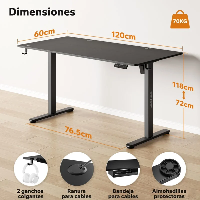 Detalle 2 de sense7 NOJO Escritorio regulable 120x60
