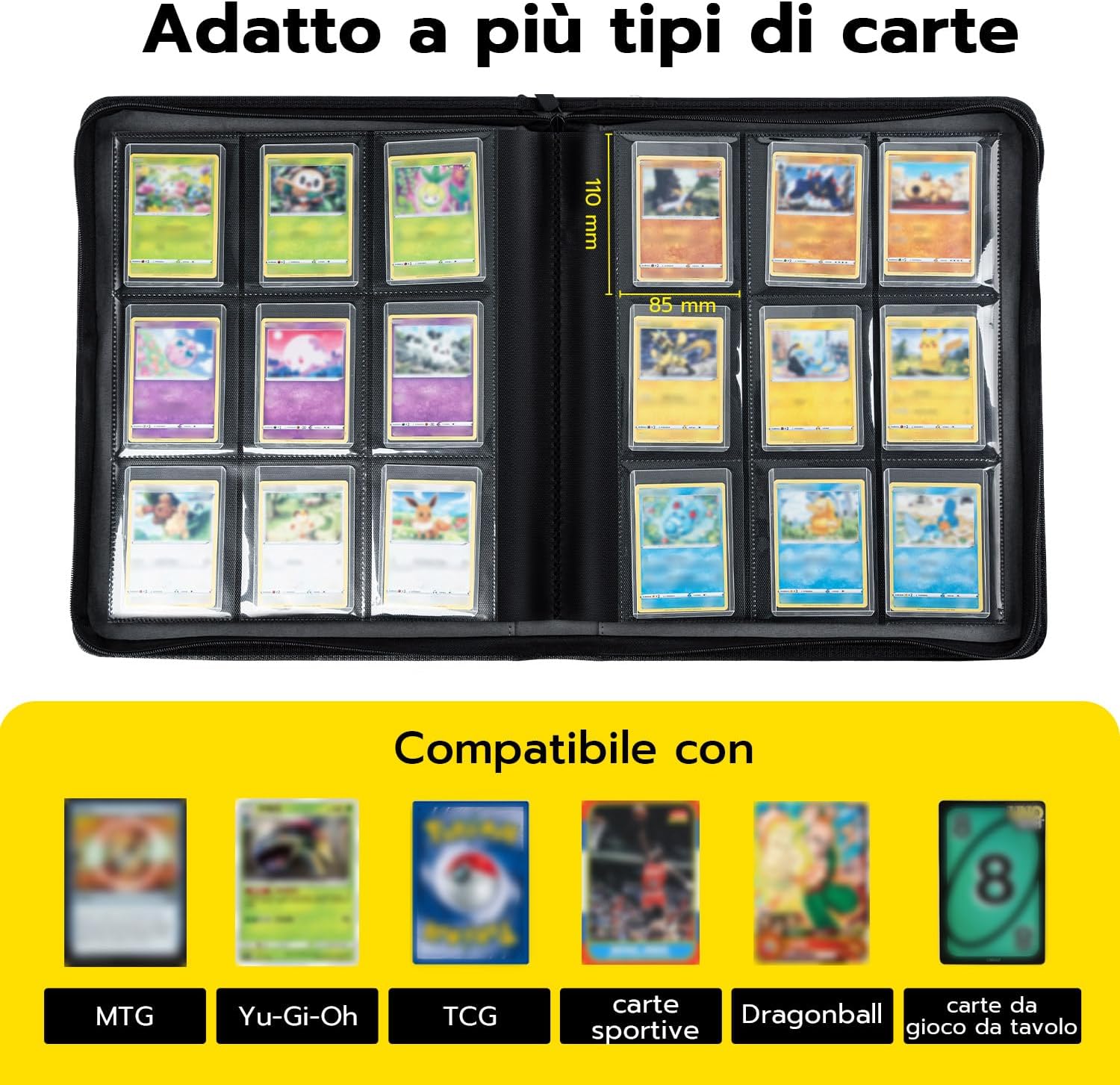 Thumbnail 2 de Tolesum Raccoglitore Toploader 9 tasche con capacità 216 carte (per top load 3x4) per YuGiOh, MTG e TCG