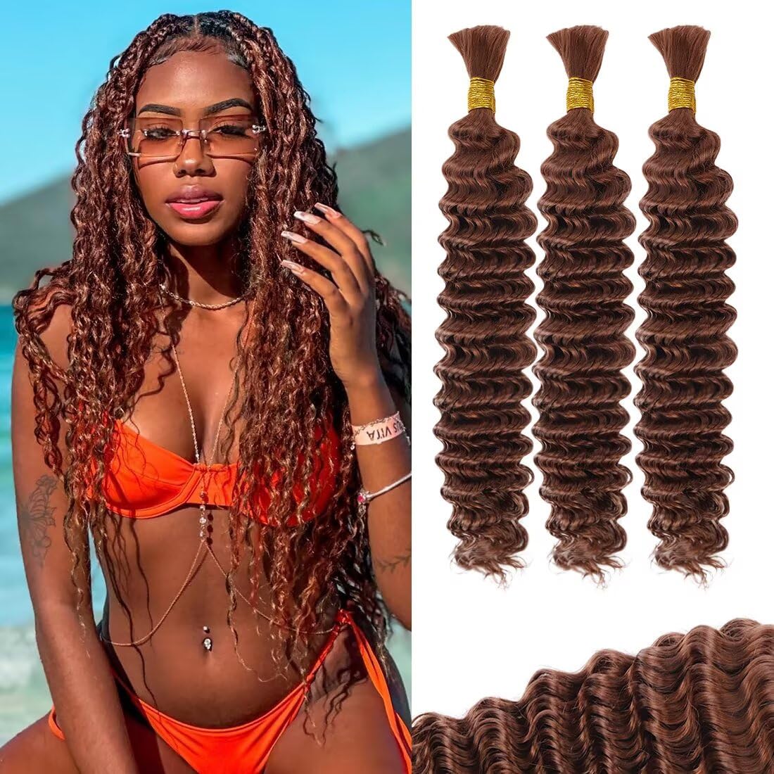 Thumbnail 6 de Boho Curly Braiding Hair 18 Inch 160g (5pcs) – 100% Virgin Brazilian Human Hair for Knotless & Bohemian Styles