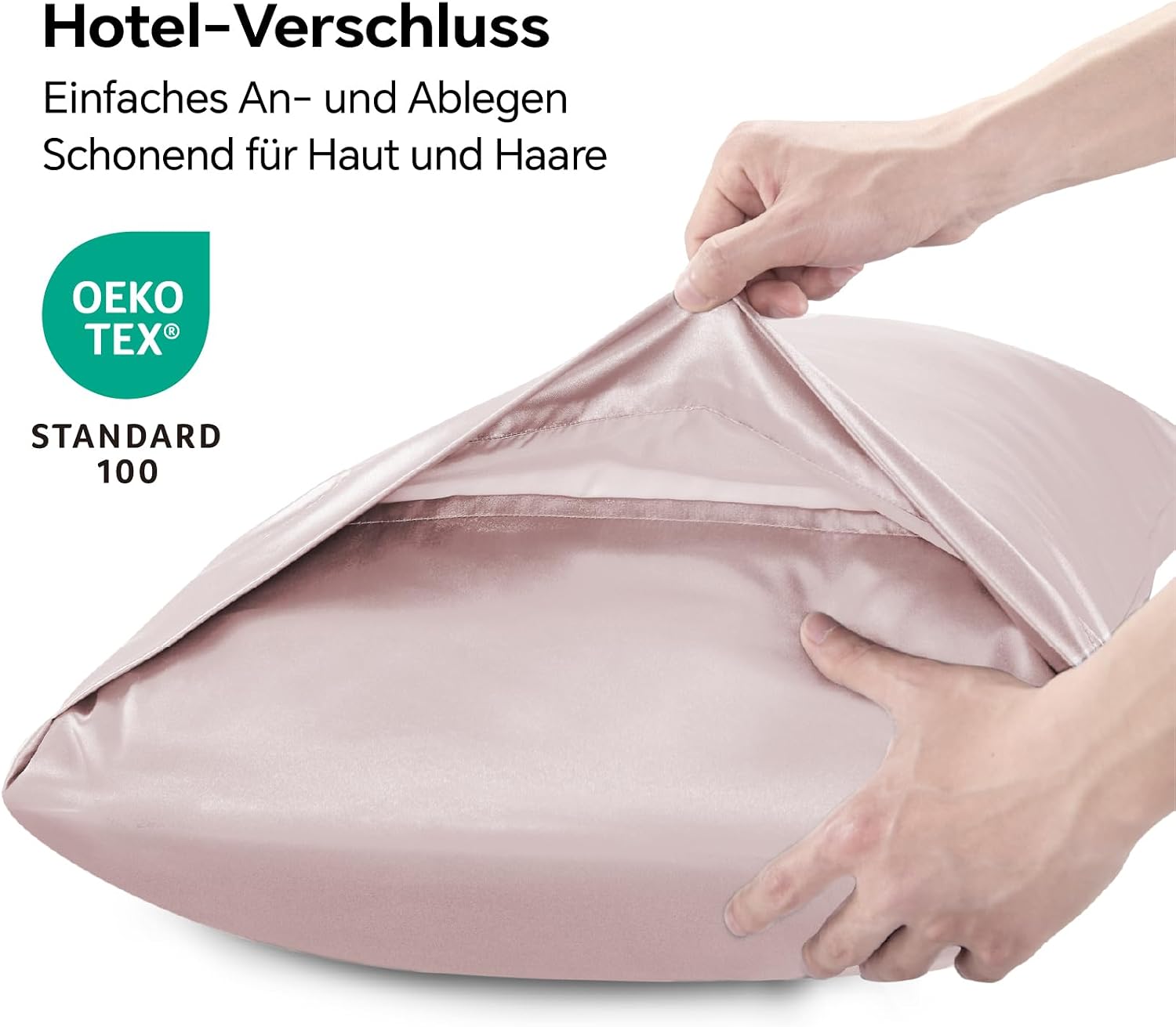 Detalle 2 de BEDELITE Satin Kissenbezug 40x60 Altrosa – Kopfkissenbezug 2er Set